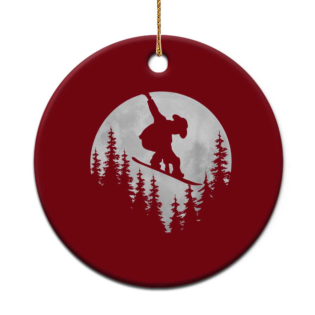 Funny Snowboard Cowboy Moon Snowboarding Winter Sports Ceramic Ornament - Wonder Print Shop