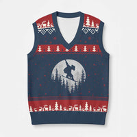 Funny Snowboard Cowboy Moon Snowboarding Winter Sports V-Neck Knit Sweater Vest - Wonder Print Shop