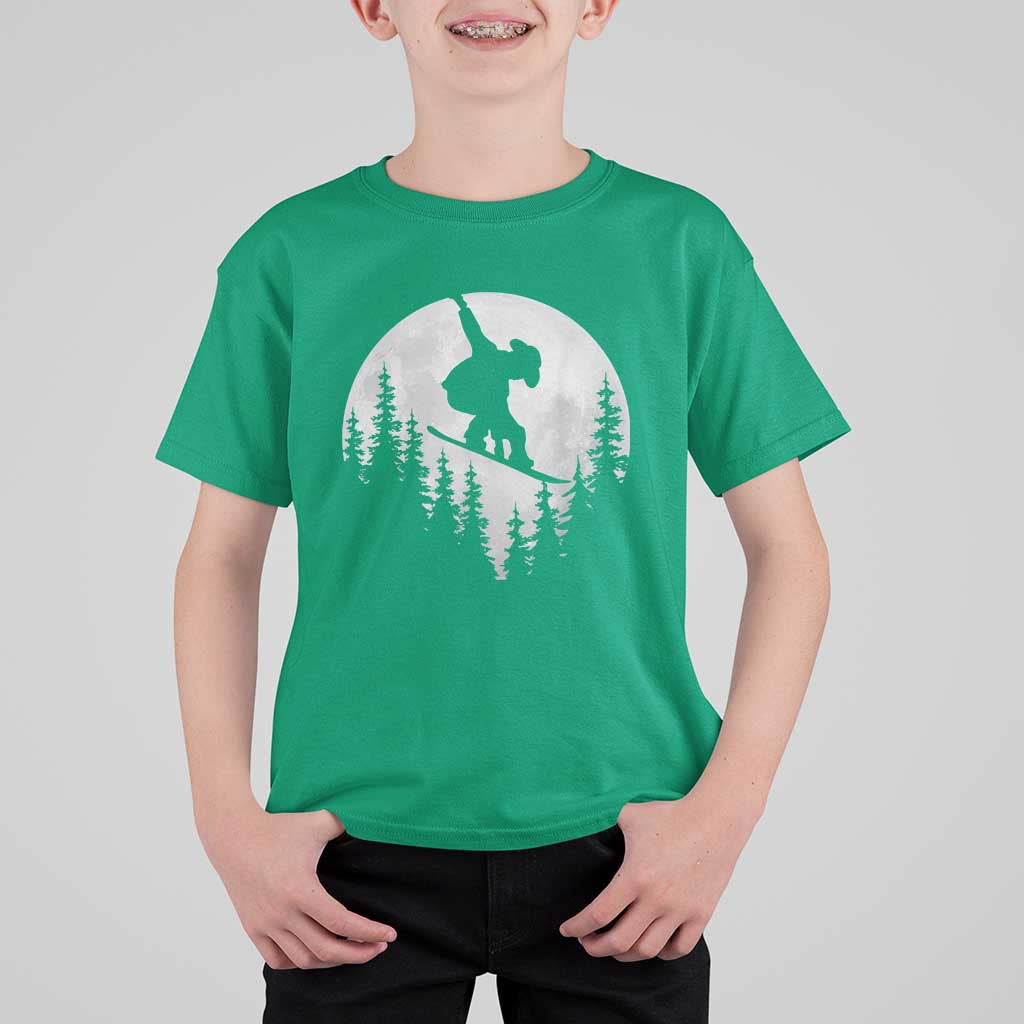 Funny Snowboard Cowboy Moon Snowboarding Winter Sports T Shirt For Kid - Wonder Print Shop