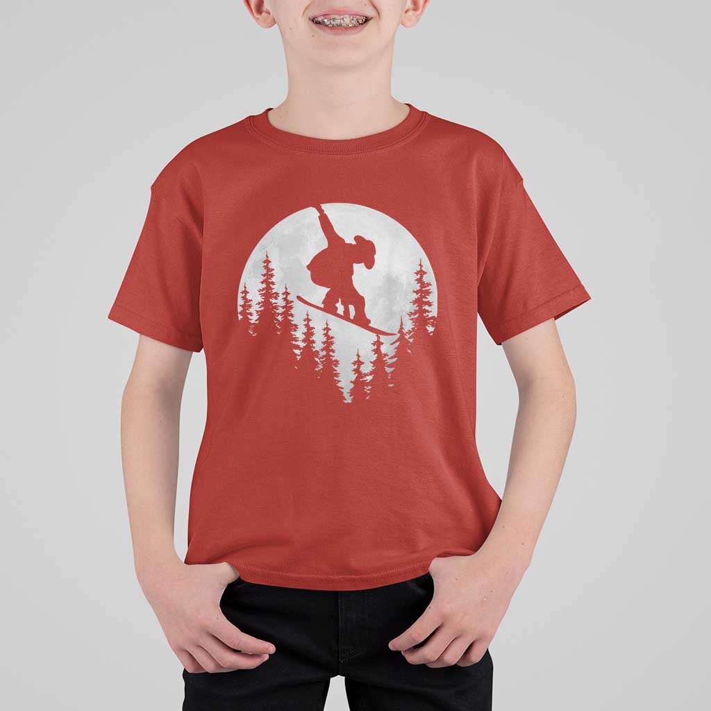 Funny Snowboard Cowboy Moon Snowboarding Winter Sports T Shirt For Kid - Wonder Print Shop
