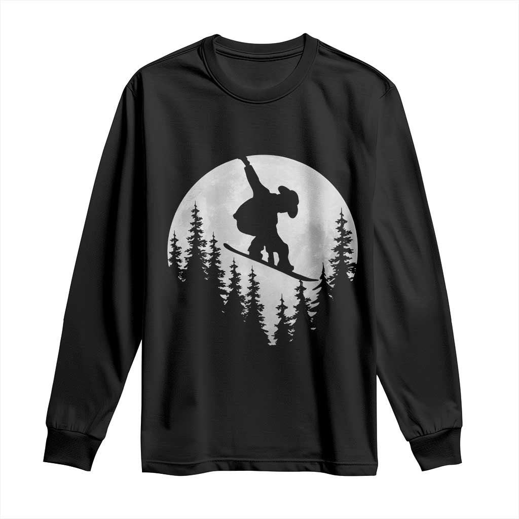 Funny Snowboard Cowboy Moon Snowboarding Winter Sports Long Sleeve Shirt - Wonder Print Shop