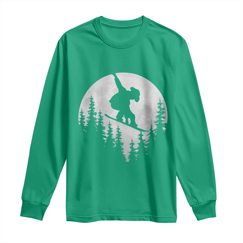 Funny Snowboard Cowboy Moon Snowboarding Winter Sports Long Sleeve Shirt - Wonder Print Shop