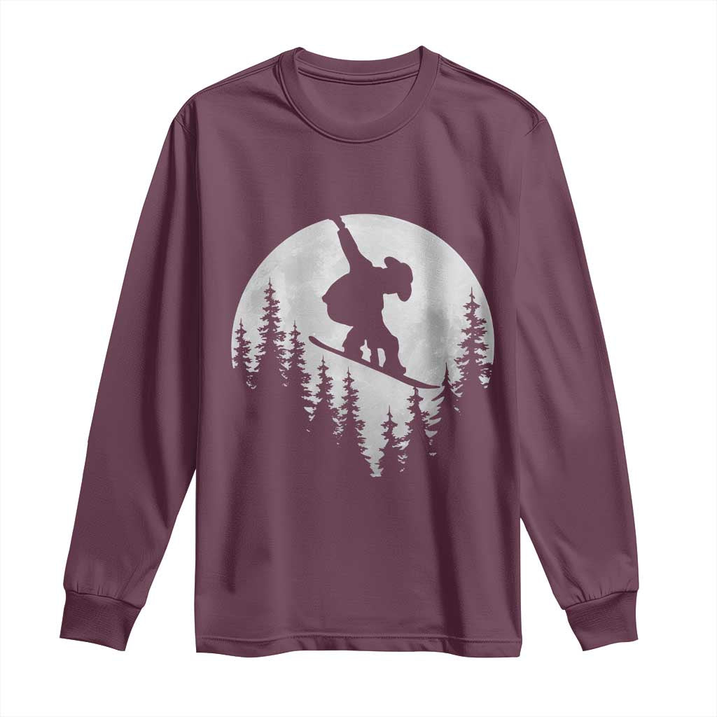 Funny Snowboard Cowboy Moon Snowboarding Winter Sports Long Sleeve Shirt - Wonder Print Shop