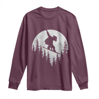 Funny Snowboard Cowboy Moon Snowboarding Winter Sports Long Sleeve Shirt - Wonder Print Shop