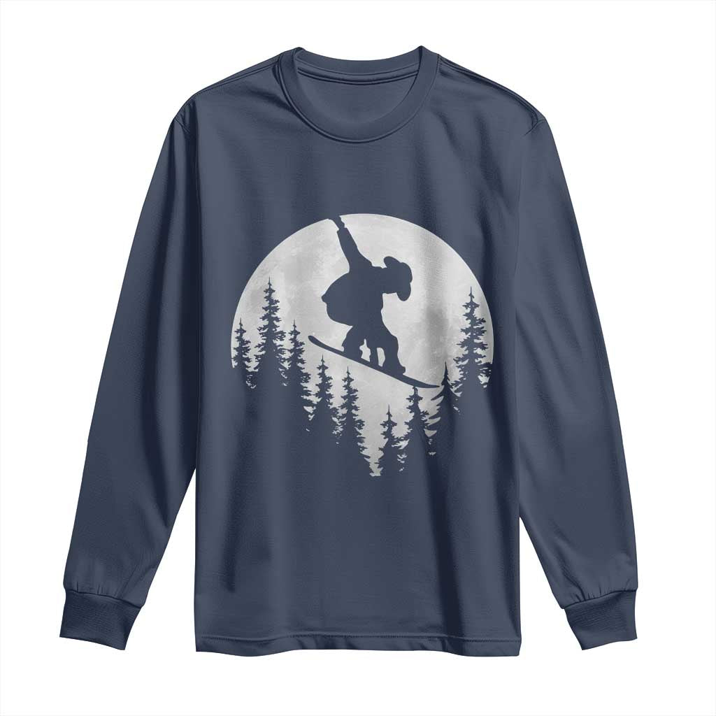 Funny Snowboard Cowboy Moon Snowboarding Winter Sports Long Sleeve Shirt - Wonder Print Shop