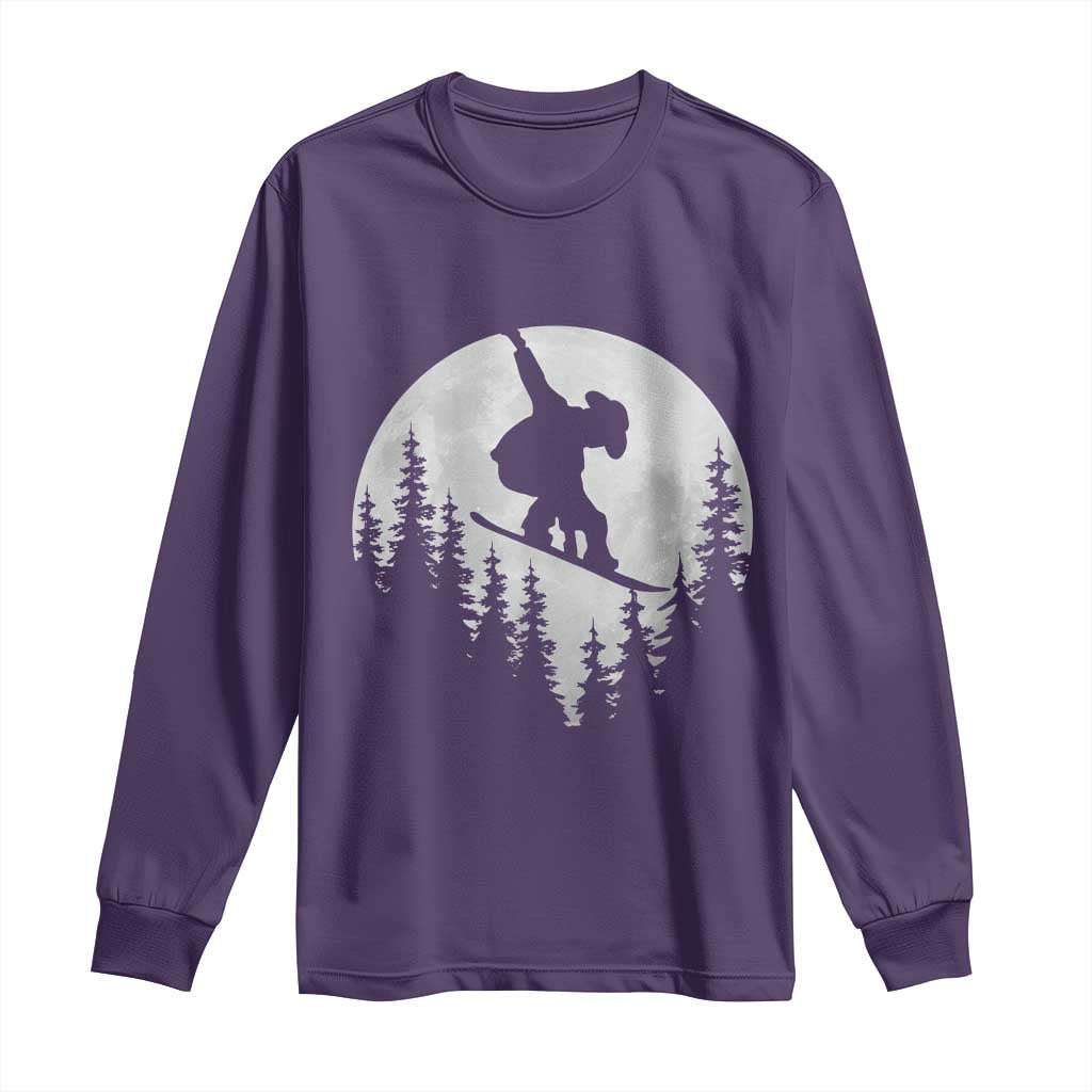 Funny Snowboard Cowboy Moon Snowboarding Winter Sports Long Sleeve Shirt - Wonder Print Shop