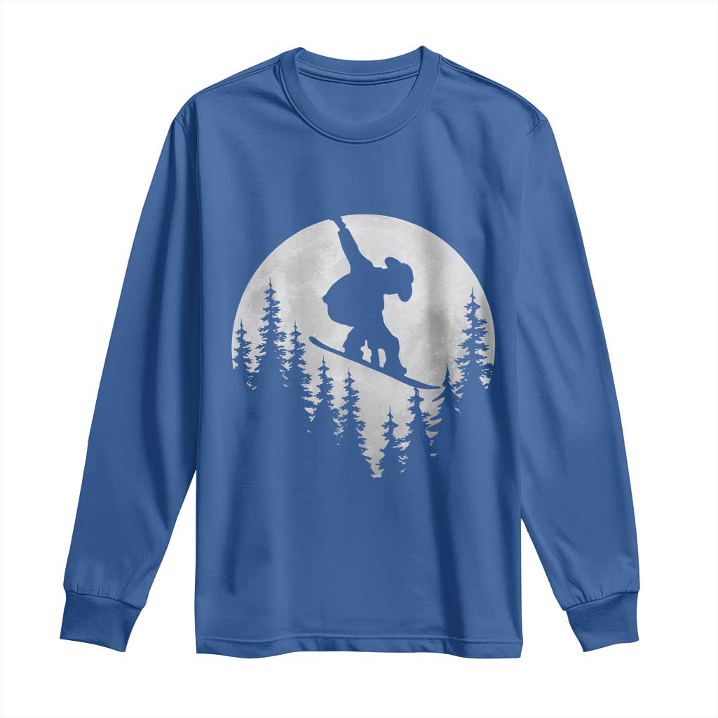 Funny Snowboard Cowboy Moon Snowboarding Winter Sports Long Sleeve Shirt - Wonder Print Shop