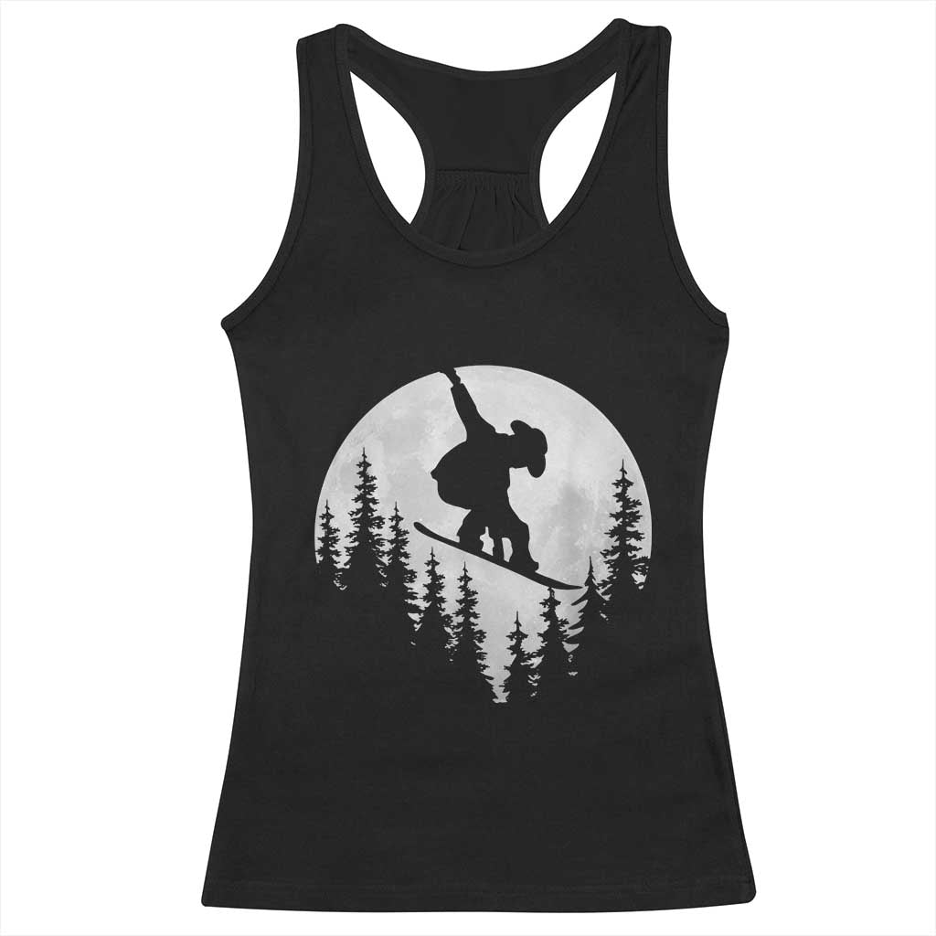 Funny Snowboard Cowboy Moon Snowboarding Winter Sports Racerback Tank Top - Wonder Print Shop