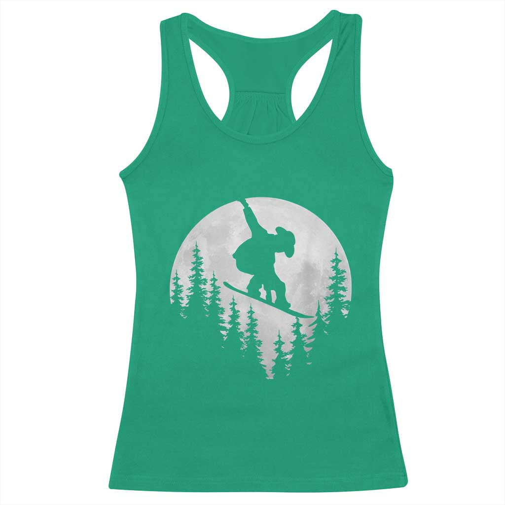 Funny Snowboard Cowboy Moon Snowboarding Winter Sports Racerback Tank Top - Wonder Print Shop