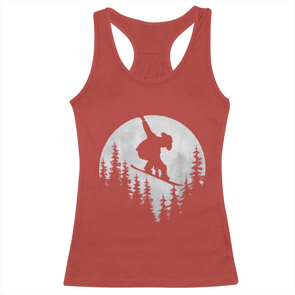 Funny Snowboard Cowboy Moon Snowboarding Winter Sports Racerback Tank Top - Wonder Print Shop