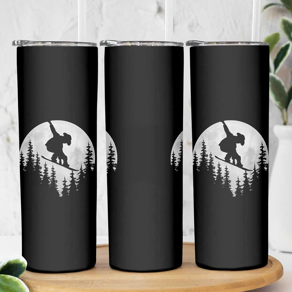 Funny Snowboard Cowboy Moon Snowboarding Winter Sports Skinny Tumbler - Wonder Print Shop