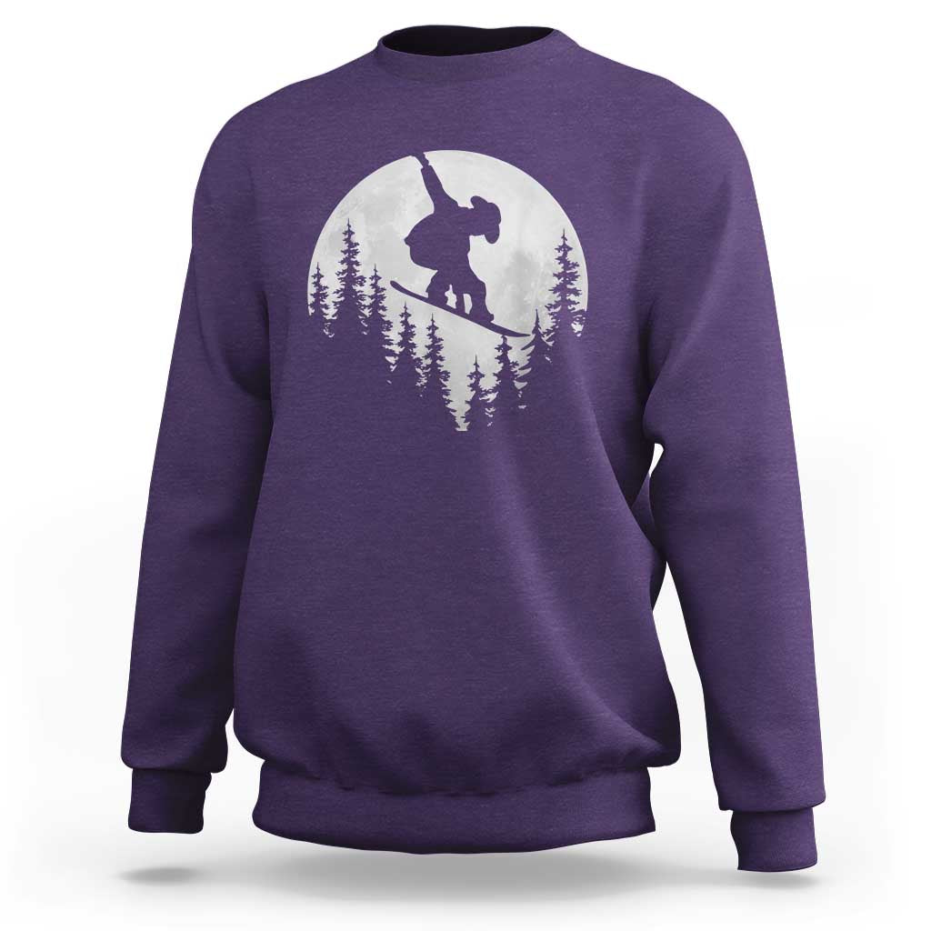 Funny Snowboard Cowboy Moon Snowboarding Winter Sports Sweatshirt - Wonder Print Shop