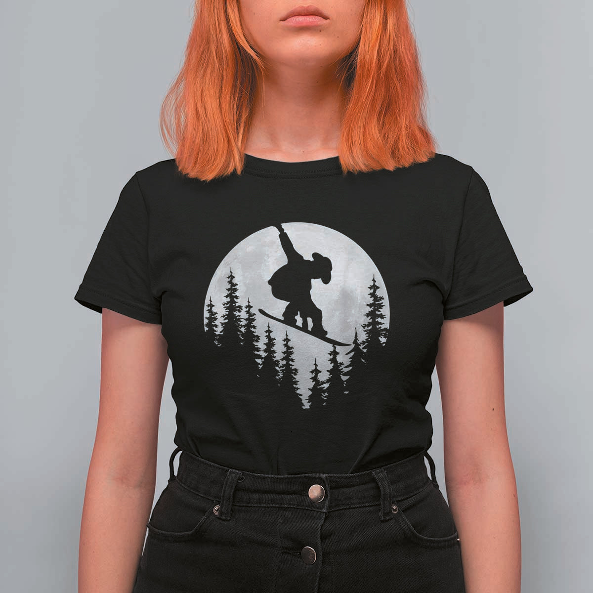 Funny Snowboard Cowboy Moon Snowboarding Winter Sports T Shirt For Women - Wonder Print Shop