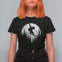 Funny Snowboard Cowboy Moon Snowboarding Winter Sports T Shirt For Women - Wonder Print Shop