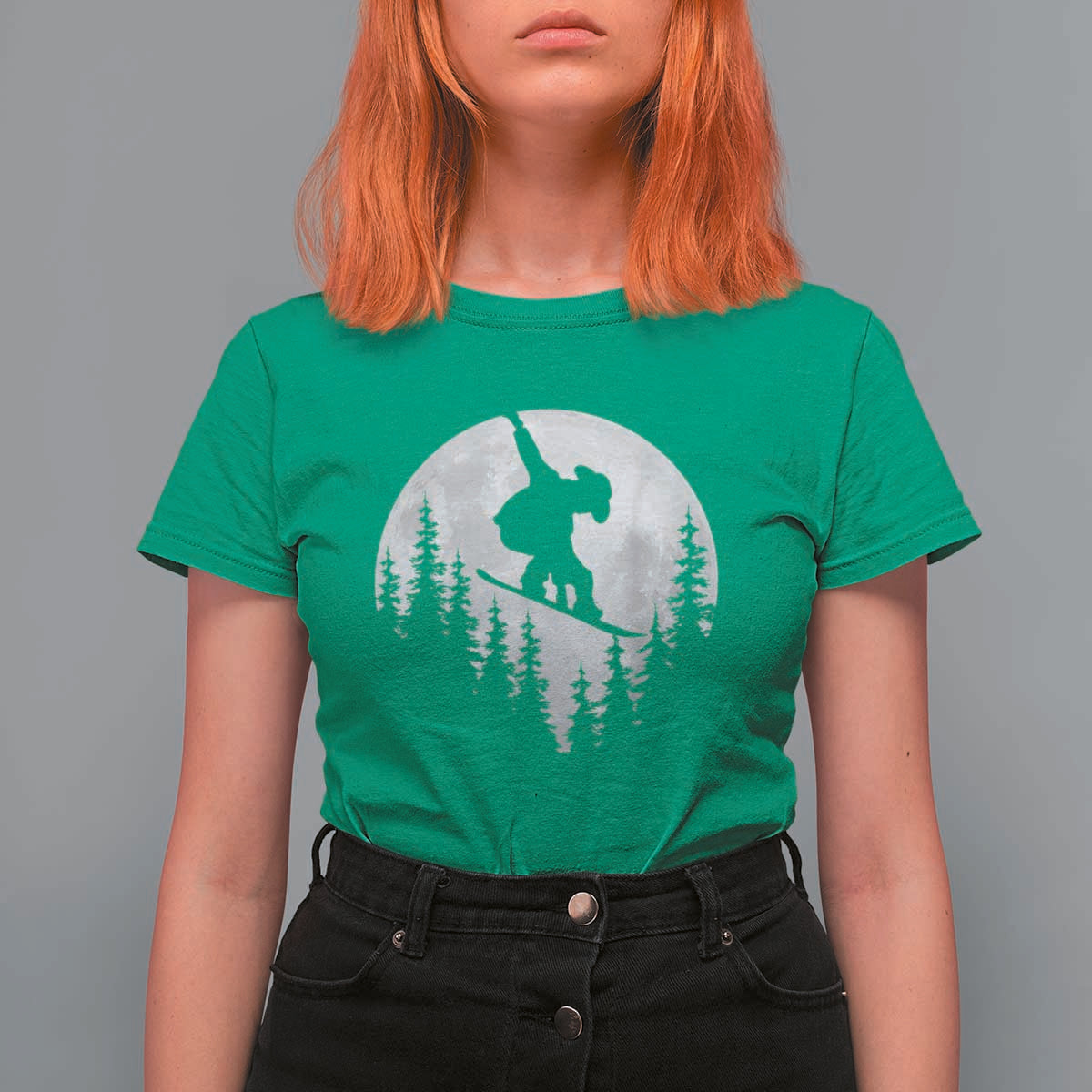 Funny Snowboard Cowboy Moon Snowboarding Winter Sports T Shirt For Women - Wonder Print Shop