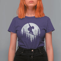 Funny Snowboard Cowboy Moon Snowboarding Winter Sports T Shirt For Women - Wonder Print Shop