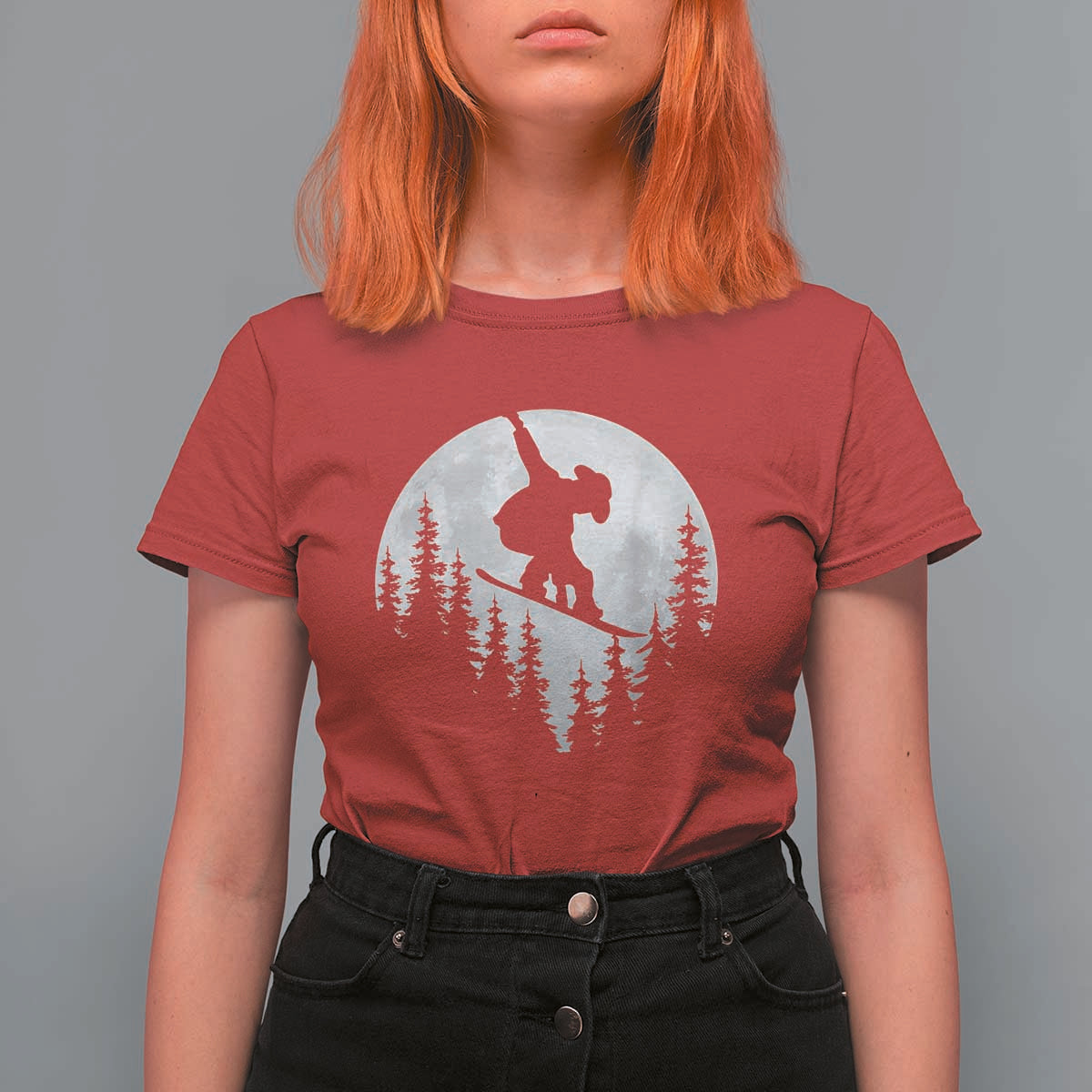 Funny Snowboard Cowboy Moon Snowboarding Winter Sports T Shirt For Women - Wonder Print Shop