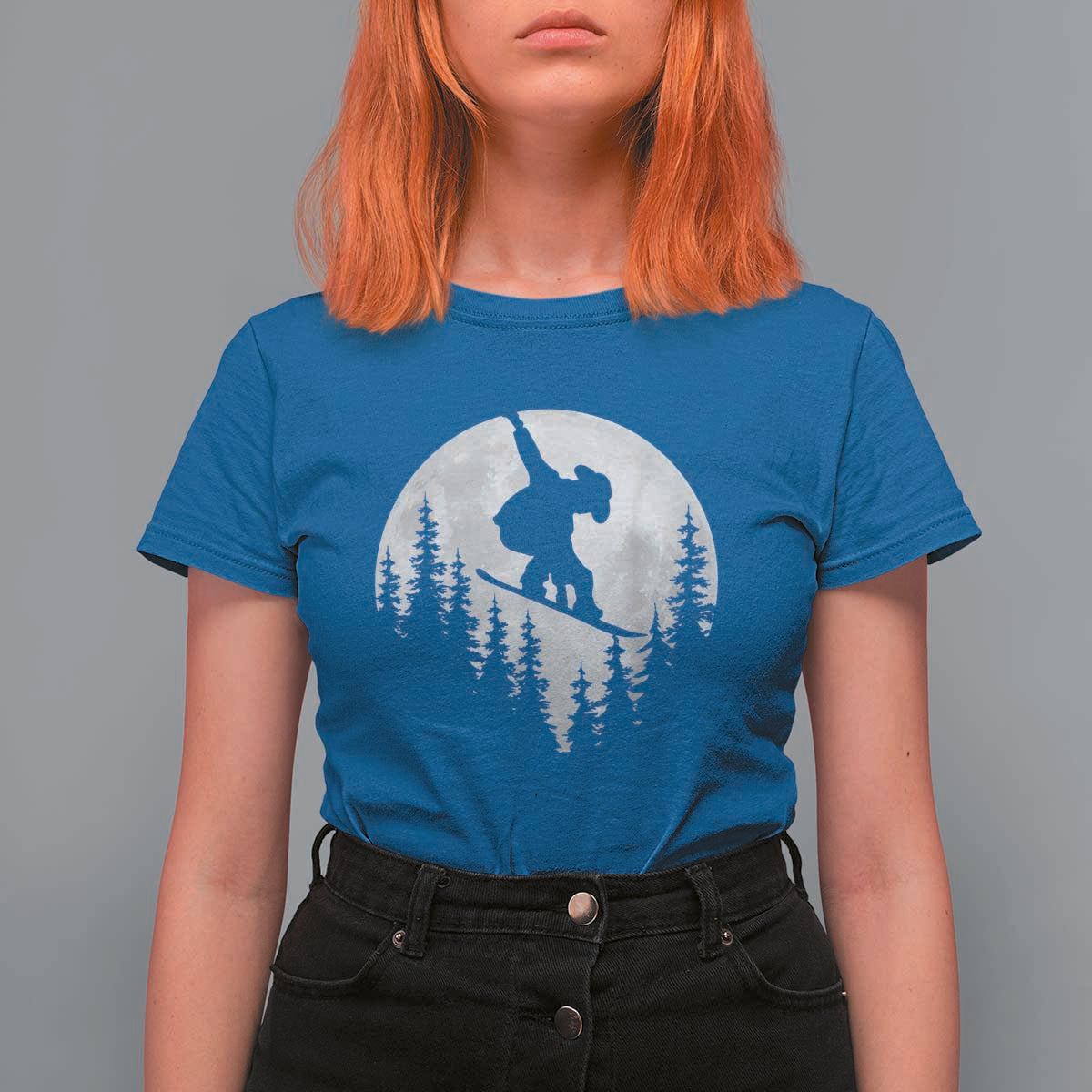 Funny Snowboard Cowboy Moon Snowboarding Winter Sports T Shirt For Women - Wonder Print Shop