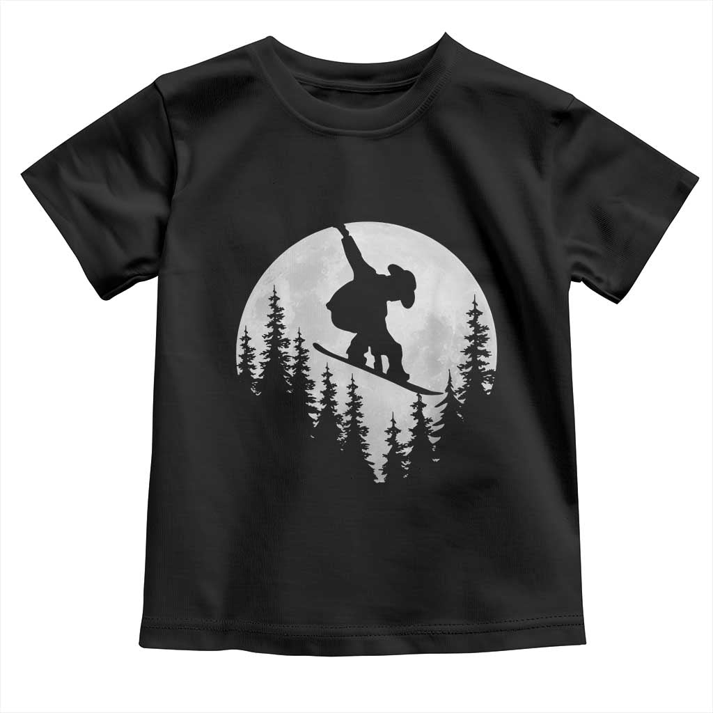 Funny Snowboard Cowboy Moon Snowboarding Winter Sports Toddler T Shirt - Wonder Print Shop