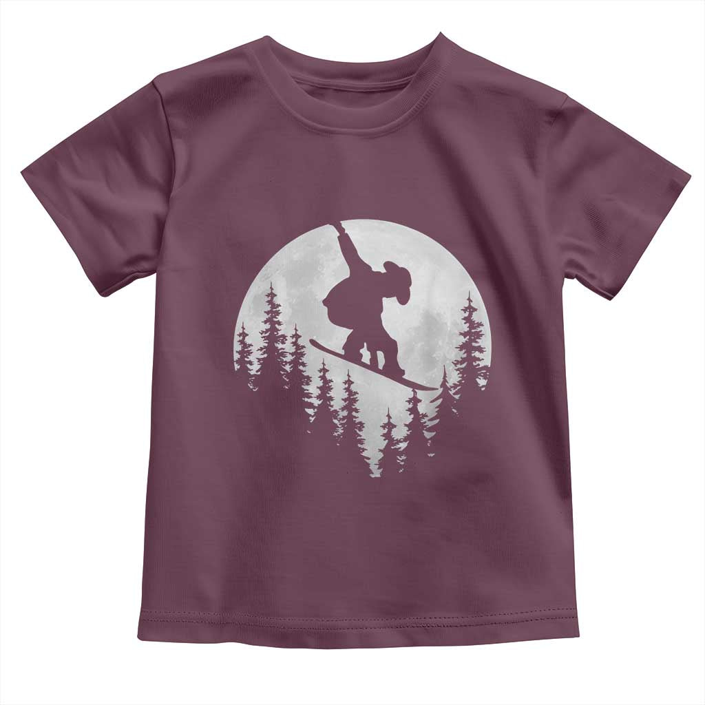 Funny Snowboard Cowboy Moon Snowboarding Winter Sports Toddler T Shirt - Wonder Print Shop