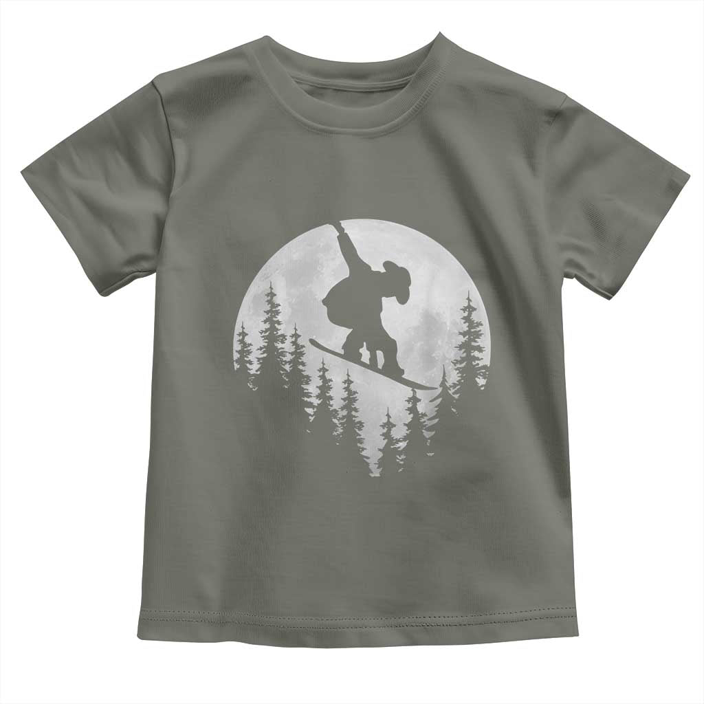Funny Snowboard Cowboy Moon Snowboarding Winter Sports Toddler T Shirt - Wonder Print Shop