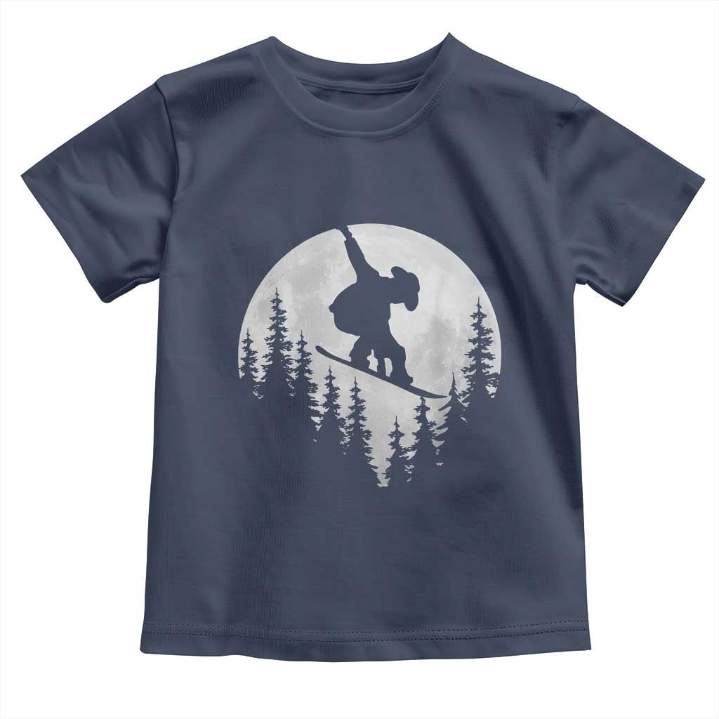 Funny Snowboard Cowboy Moon Snowboarding Winter Sports Toddler T Shirt - Wonder Print Shop