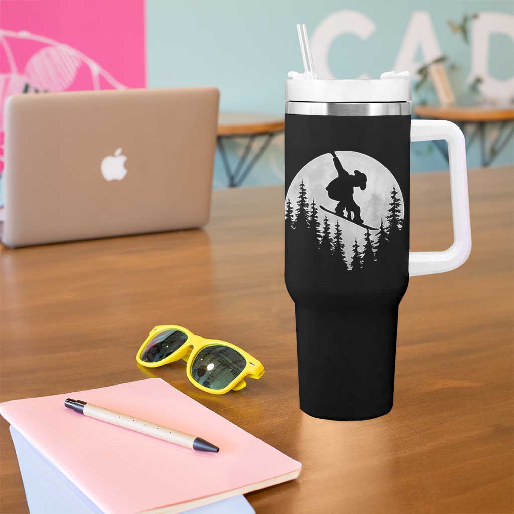 Funny Snowboard Cowboy Moon Snowboarding Winter Sports Tumbler With Handle - Wonder Print Shop