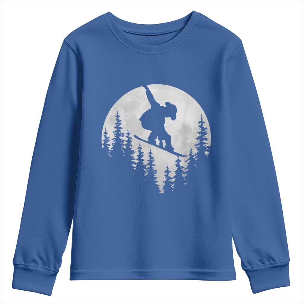 Funny Snowboard Cowboy Moon Snowboarding Winter Sports Youth Sweatshirt - Wonder Print Shop