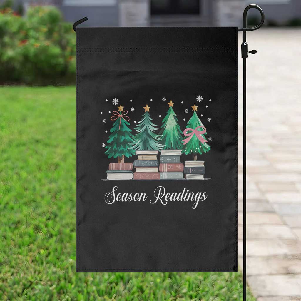 Funny Christmas Book Garden Flag Season Readings Xmas Tree Bookworm Teacher Librarian - Wonder Print Shop
