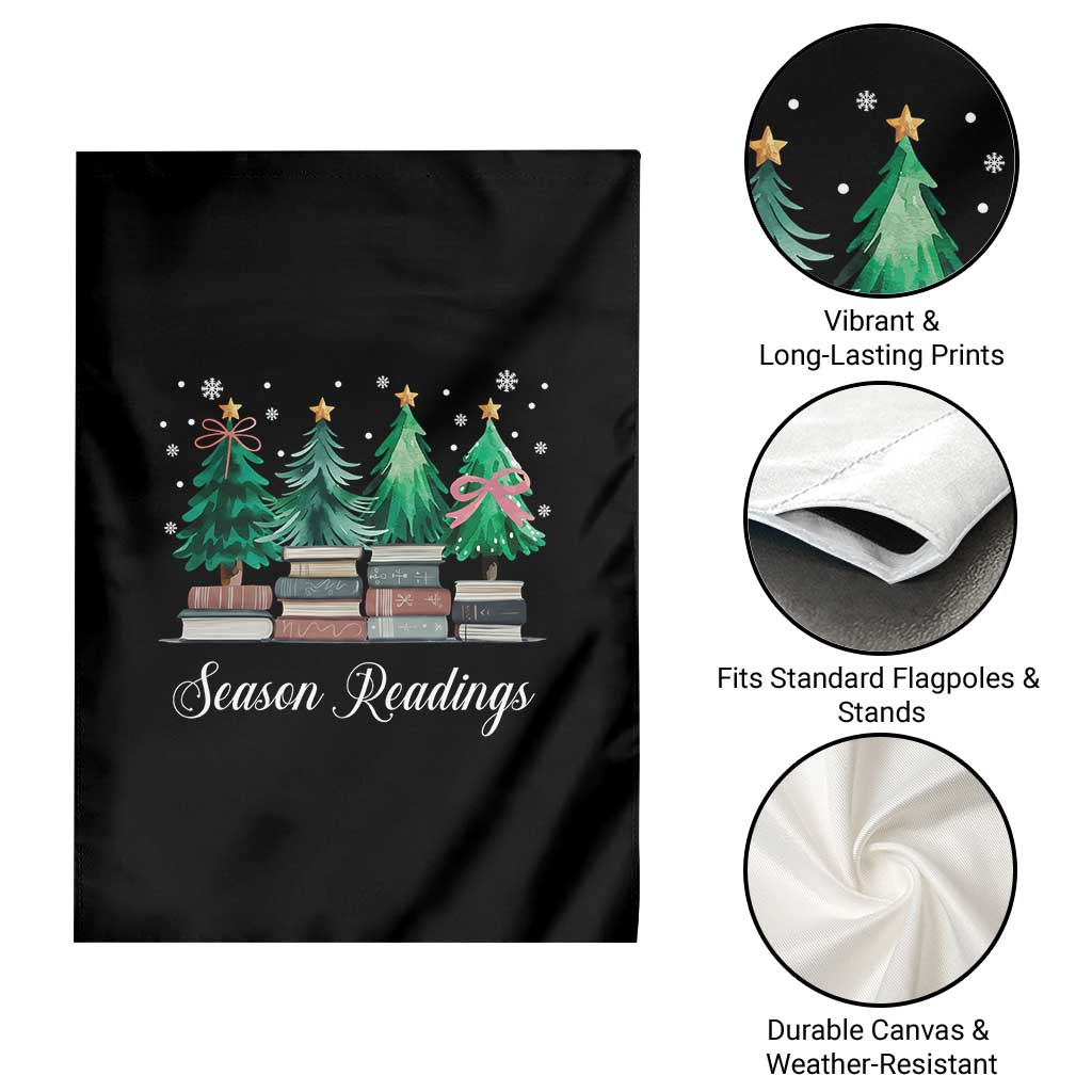 Funny Christmas Book Garden Flag Season Readings Xmas Tree Bookworm Teacher Librarian - Wonder Print Shop