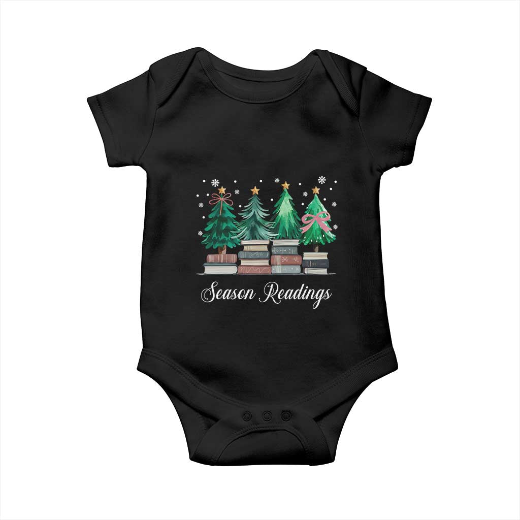 Funny Christmas Book Baby Onesie Season Readings Xmas Tree Bookworm Teacher Librarian - Wonder Print Shop
