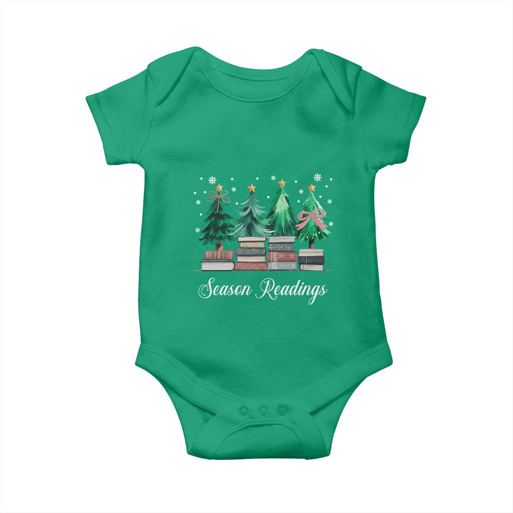 Funny Christmas Book Baby Onesie Season Readings Xmas Tree Bookworm Teacher Librarian - Wonder Print Shop