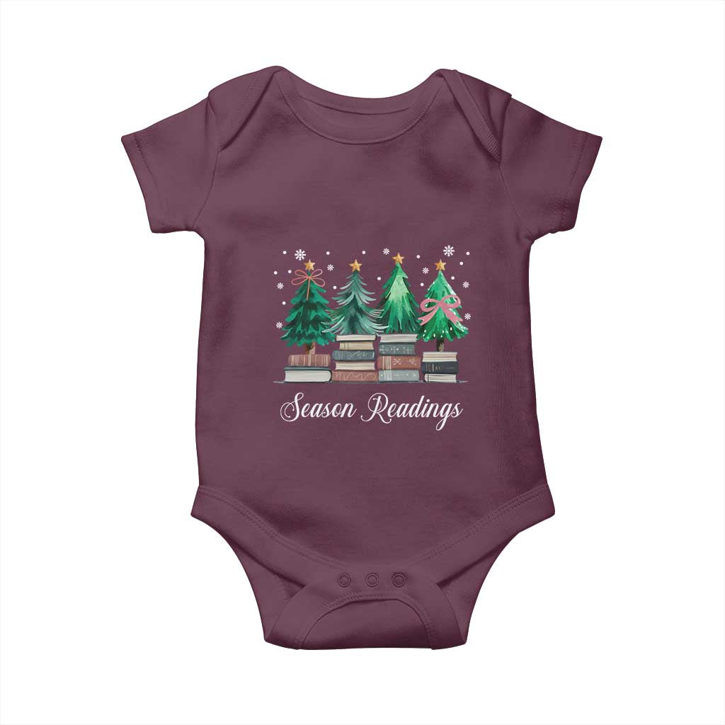 Funny Christmas Book Baby Onesie Season Readings Xmas Tree Bookworm Teacher Librarian - Wonder Print Shop
