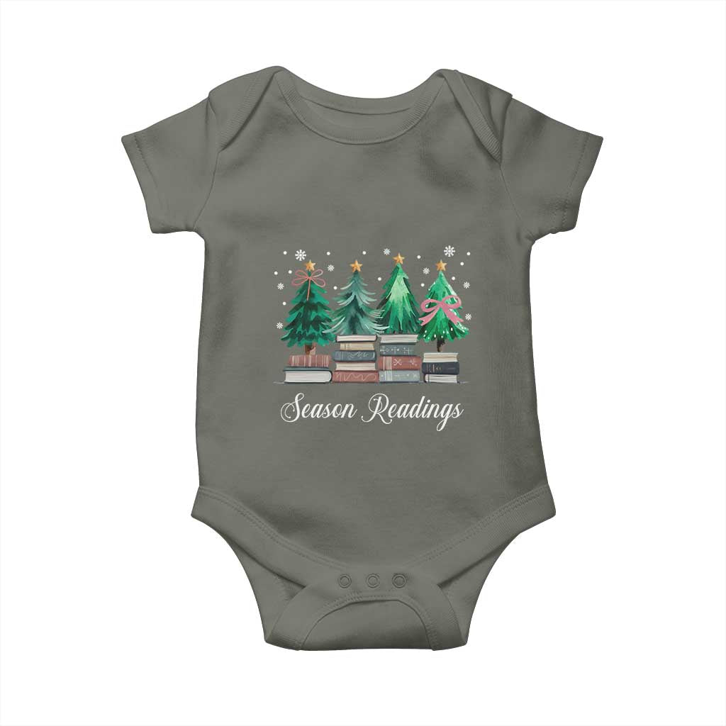 Funny Christmas Book Baby Onesie Season Readings Xmas Tree Bookworm Teacher Librarian - Wonder Print Shop