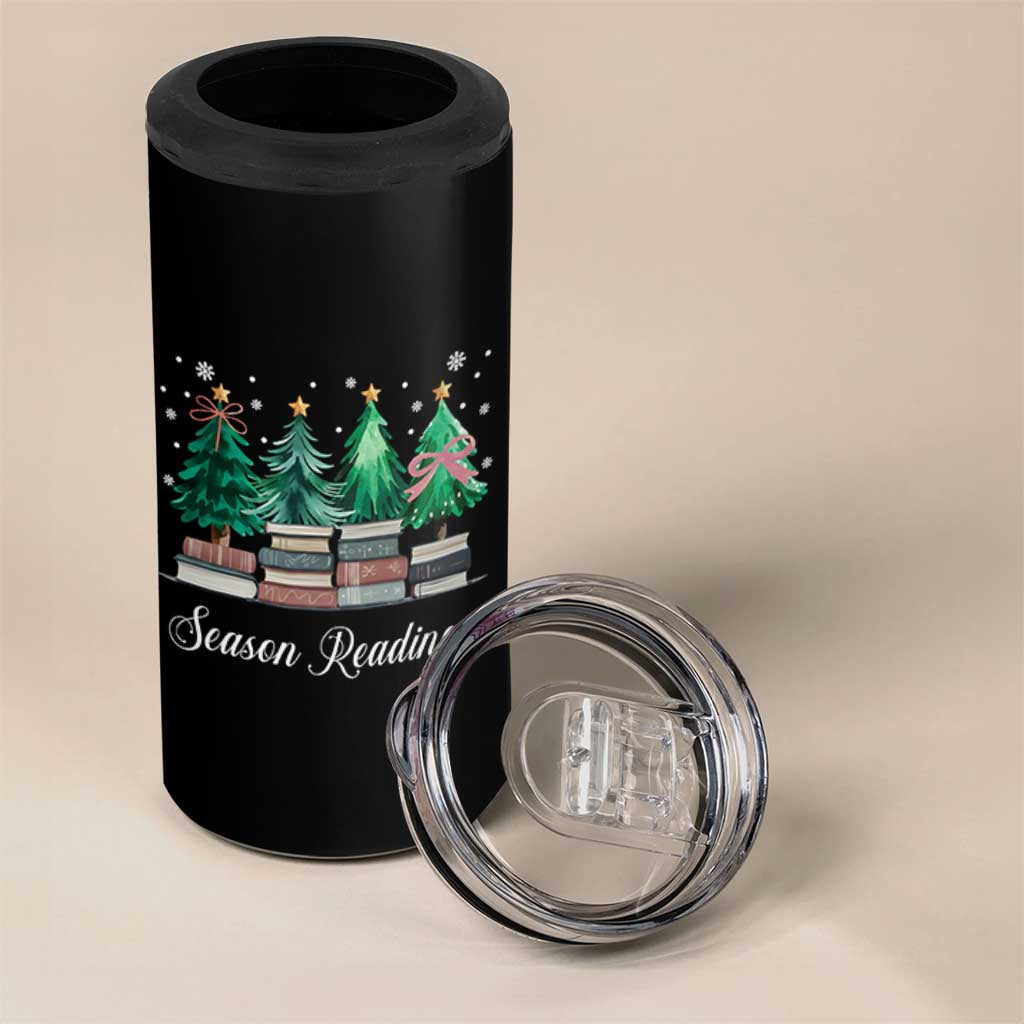 Funny Christmas Book 4 in 1 Can Cooler Tumbler Season Readings Xmas Tree Bookworm Teacher Librarian - Wonder Print Shop