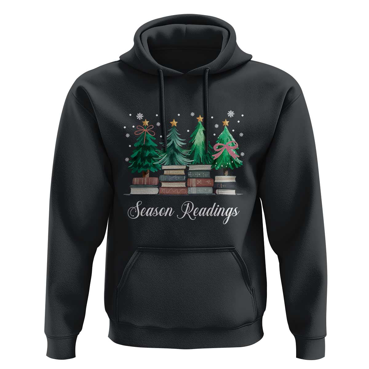 Funny Christmas Book Hoodie Season Readings Xmas Tree Bookworm Teacher Librarian - Wonder Print Shop