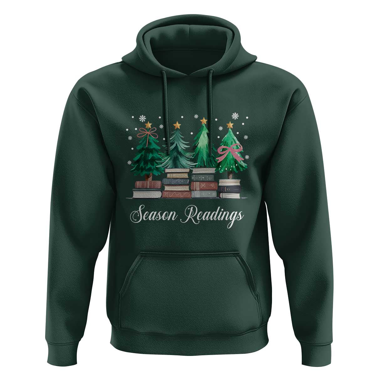 Funny Christmas Book Hoodie Season Readings Xmas Tree Bookworm Teacher Librarian - Wonder Print Shop