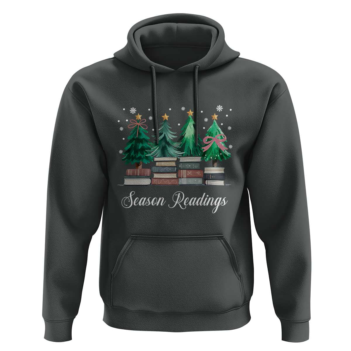 Funny Christmas Book Hoodie Season Readings Xmas Tree Bookworm Teacher Librarian - Wonder Print Shop