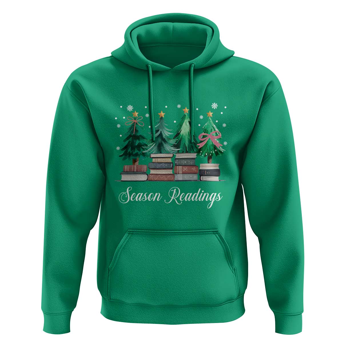 Funny Christmas Book Hoodie Season Readings Xmas Tree Bookworm Teacher Librarian - Wonder Print Shop