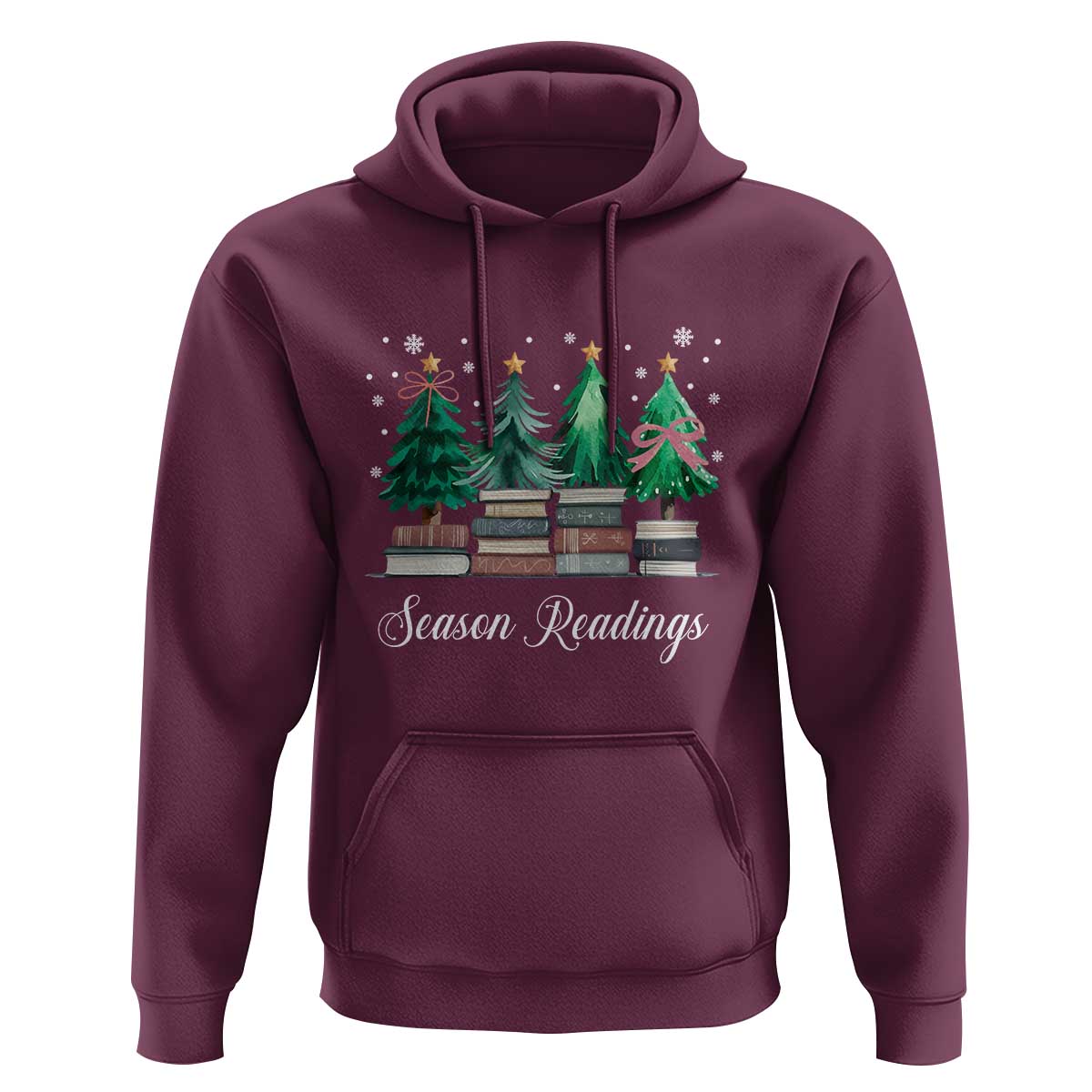 Funny Christmas Book Hoodie Season Readings Xmas Tree Bookworm Teacher Librarian - Wonder Print Shop