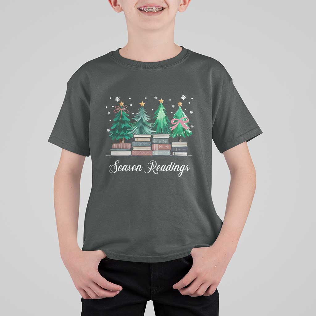 Funny Christmas Book T Shirt For Kid Season Readings Xmas Tree Bookworm Teacher Librarian - Wonder Print Shop