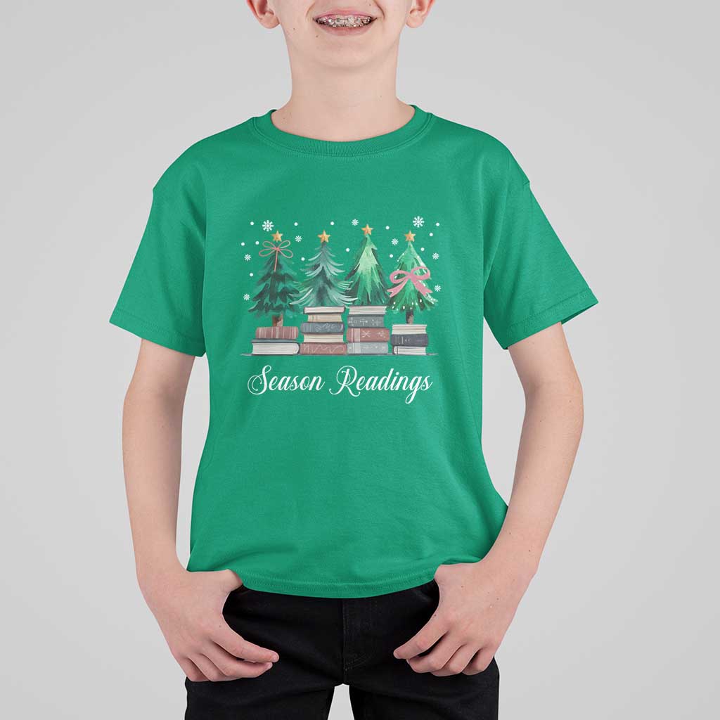 Funny Christmas Book T Shirt For Kid Season Readings Xmas Tree Bookworm Teacher Librarian - Wonder Print Shop