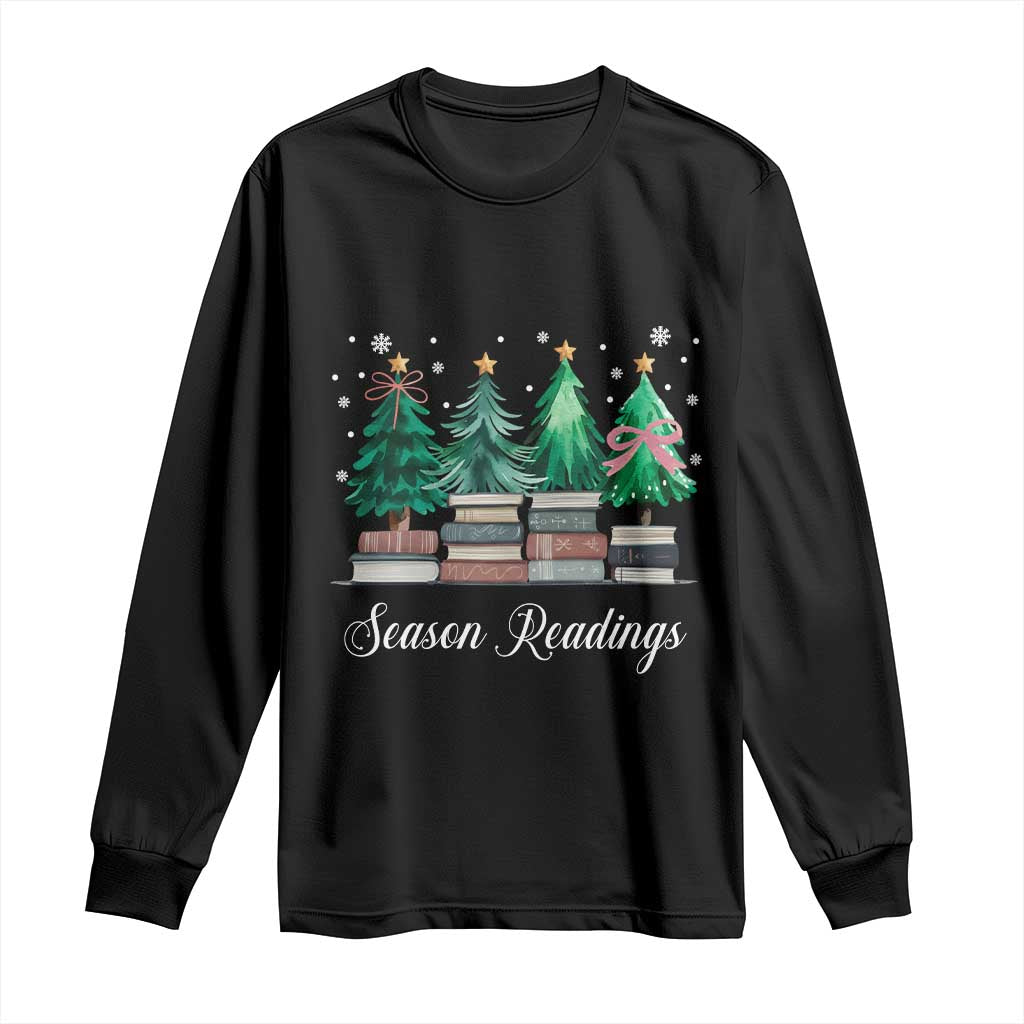 Funny Christmas Book Long Sleeve Shirt Season Readings Xmas Tree Bookworm Teacher Librarian - Wonder Print Shop