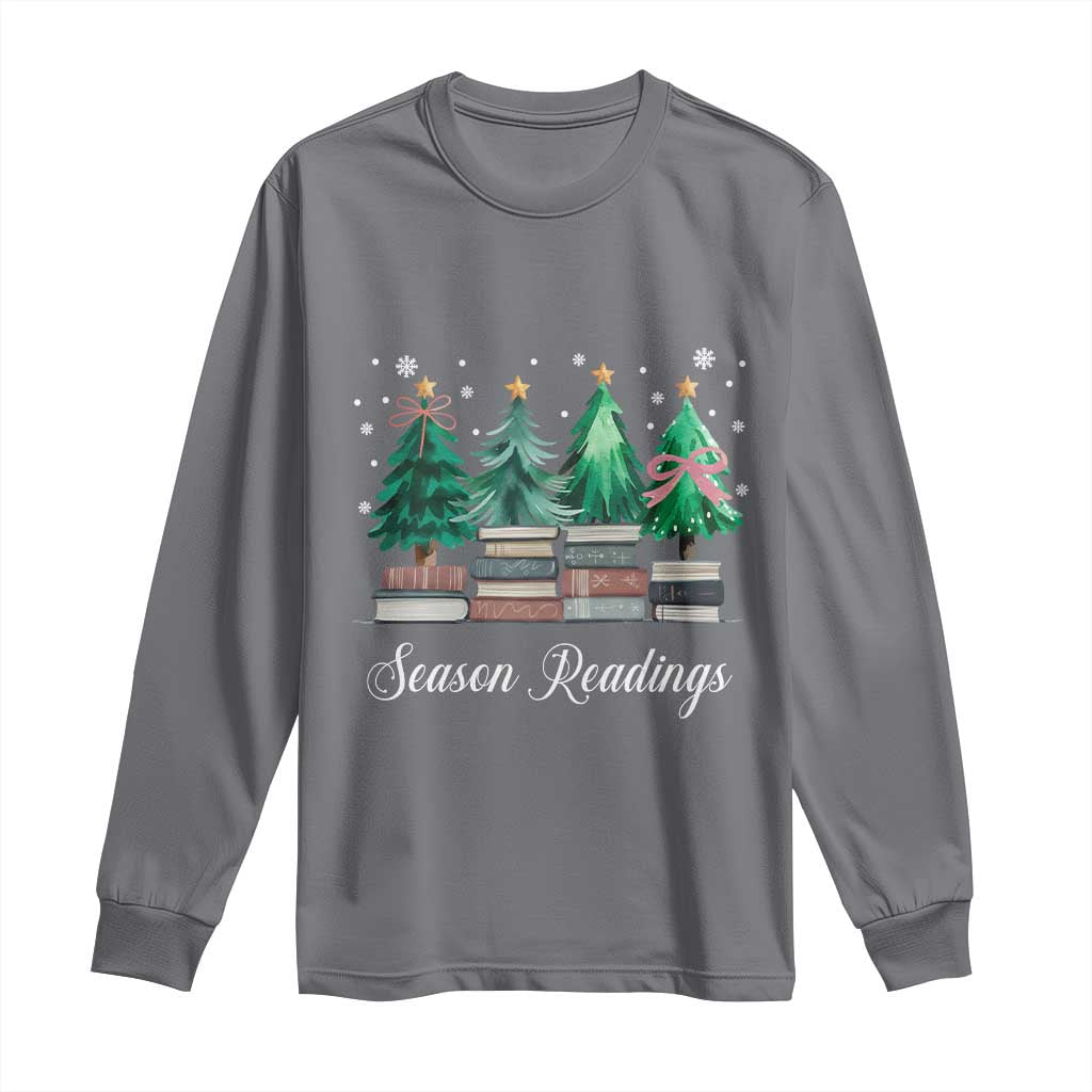 Funny Christmas Book Long Sleeve Shirt Season Readings Xmas Tree Bookworm Teacher Librarian - Wonder Print Shop