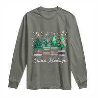Funny Christmas Book Long Sleeve Shirt Season Readings Xmas Tree Bookworm Teacher Librarian - Wonder Print Shop