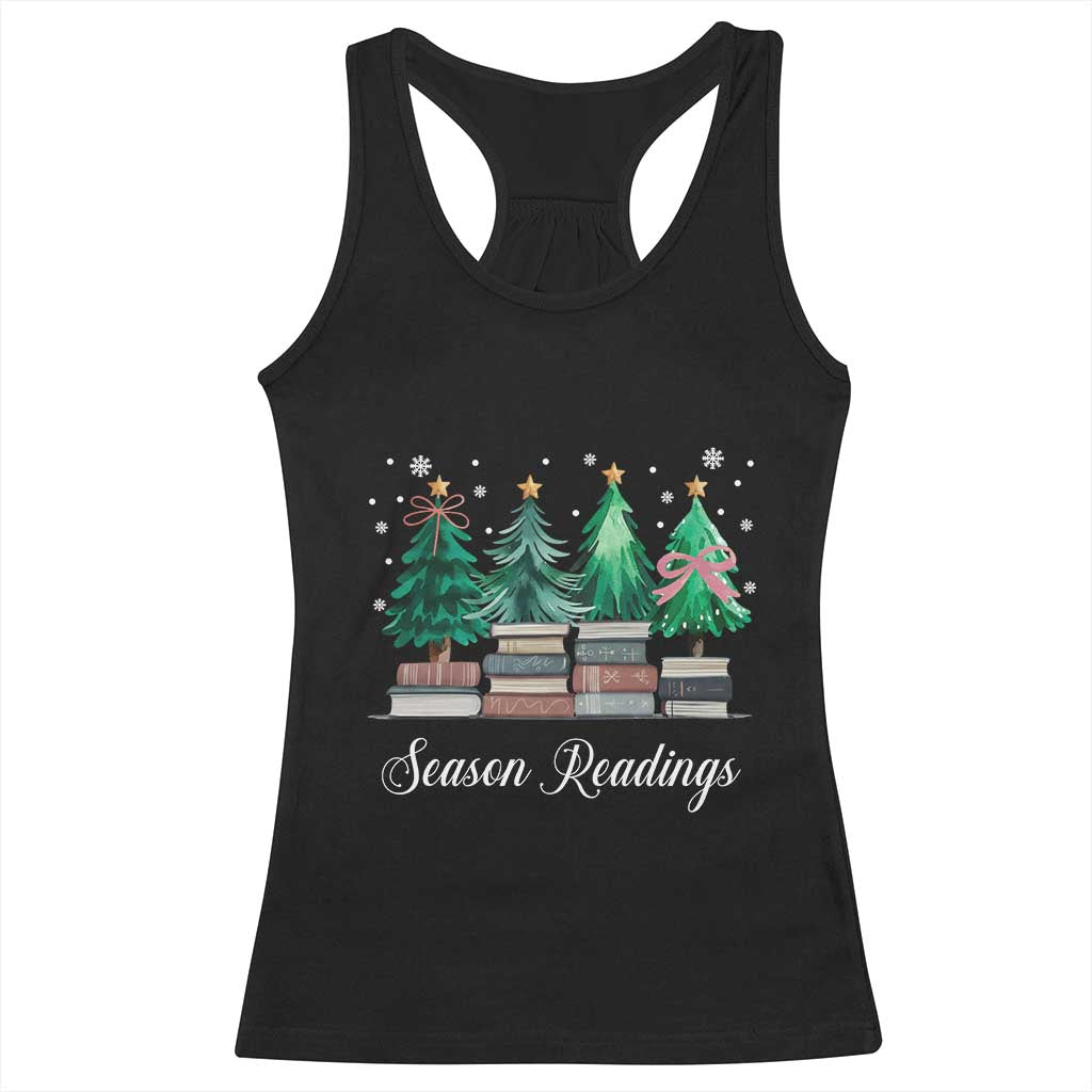 Funny Christmas Book Racerback Tank Top Season Readings Xmas Tree Bookworm Teacher Librarian - Wonder Print Shop