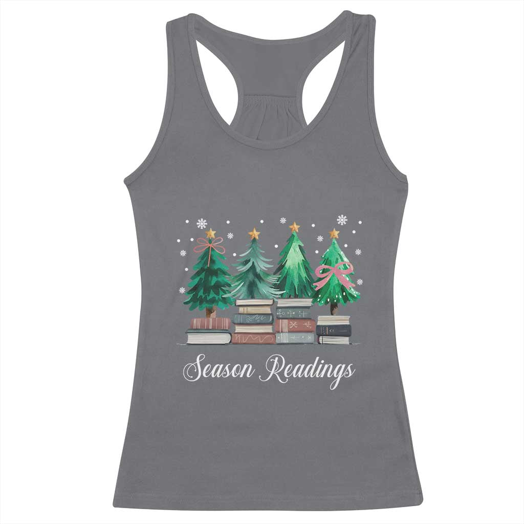 Funny Christmas Book Racerback Tank Top Season Readings Xmas Tree Bookworm Teacher Librarian - Wonder Print Shop