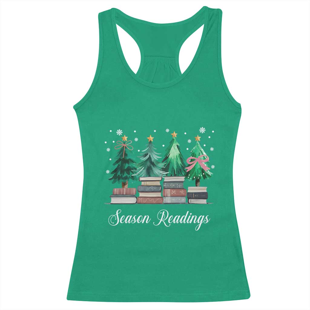 Funny Christmas Book Racerback Tank Top Season Readings Xmas Tree Bookworm Teacher Librarian - Wonder Print Shop