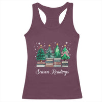 Funny Christmas Book Racerback Tank Top Season Readings Xmas Tree Bookworm Teacher Librarian - Wonder Print Shop