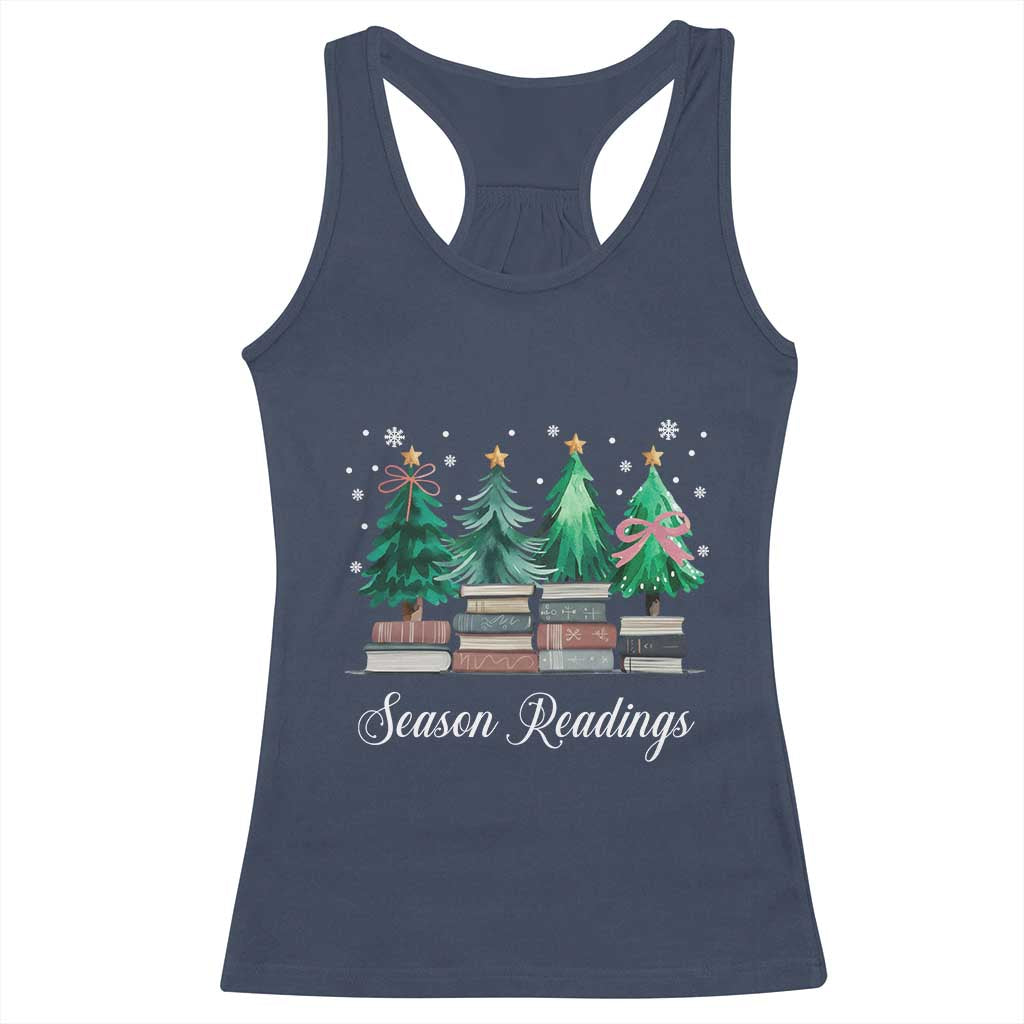 Funny Christmas Book Racerback Tank Top Season Readings Xmas Tree Bookworm Teacher Librarian - Wonder Print Shop